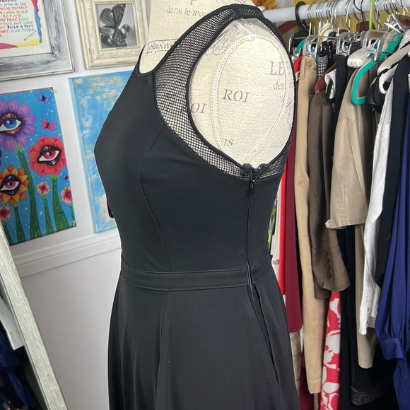 Bebe black mini dress Sz. S Sleeveless Fitted Mesh Back A-skirt - Picture 5 of 14